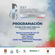 XXV Festival de Música Colombiana Andina y Sacra Perla del Fonce Programación 15 de abril