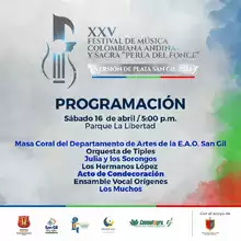 XXV Festival de Música Colombiana Andina y Sacra Perla del Fonce Programación 16 de abril