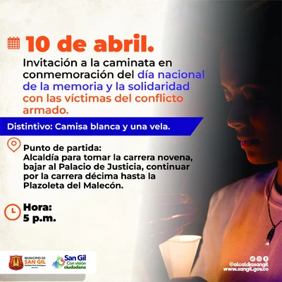 Invitación a la caminata en conmemoración del día nacional de la memoria y la solidaridad