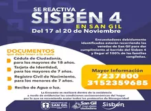 Se reactiva Sisbén 4 en san Gil