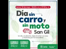 Jueves 30 de mayo Día sin carro y sin moto San Gil