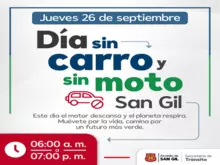 Jueves 26 de septiembre, Día sin carro y sin moto San Gil