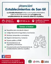 Comerciantes de San Gil son citados a reunión sobre requisitos para el funcionamiento de establecimientos comerciales