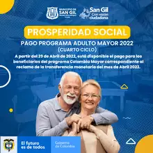 Prosperidad Social pago Programa Adulto Mayor 2022 cuarto ciclo