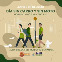 Jueves 28 de julio Día sin Carro y sin Moto San Gil