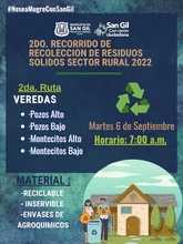 Segundo recorrido de Recolección de Residuos Sólidos Sector Rural 2022