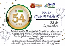 Feliz Cumpleaños Colegio Cooperativo por su aniversario No. 54