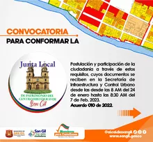 Convocatoria para conformar la Junta Local de Patrimonio del Centro Histórico de San Gil
