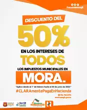 Descuento del 50% en los intereses de todos los impuestos municipales en mora