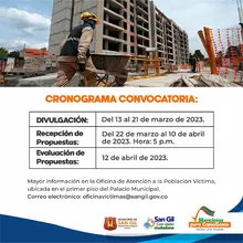 Convocatoria de proyectos productivos para la vigencia 2023 para las víctimas del conflicto armado, domiciliados y residenciados en el municipio de San Gil 