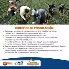 Convocatoria de proyectos productivos para la vigencia 2023 para las víctimas del conflicto armado, domiciliados y residenciados en el municipio de San Gil 