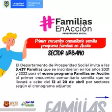 Primer encuentro comunitario semilla programa Familias en Acción sector urbano