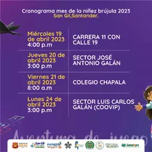 Cronograma mes de la niñez brújula 2023 San Gil