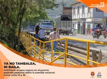 Habilitado el paso del puente pasarela peatonal sobre la avenida nacional entre calles 16 y 18