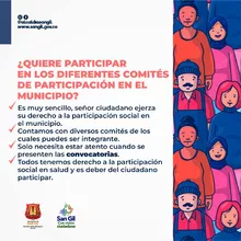 Quiere participar en los diferentes comités de participación y veeduría en salud del municipio