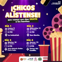 Chicos alistense que vamos con cine gratis a los barrios