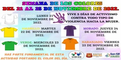 Semana de los colores del 21 al 25 de noviembre de 2022