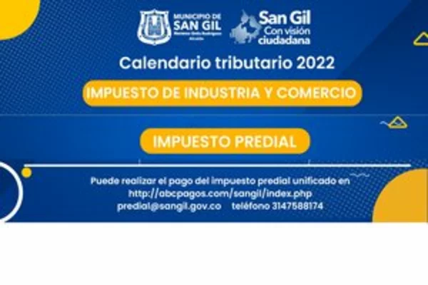 Calendario Tributario 2022 Impuesto Industria y Comercio, Impuesto Predial